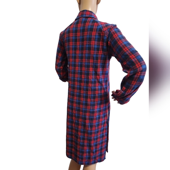 Red & Blue Stylish Plaids! Versatile, Side splits, Chest Pockets, Knee Length SM - Picture 9 of 16